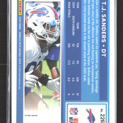 2025 Panini Donruss Optic T.J. Sanders #226 Purple Shock