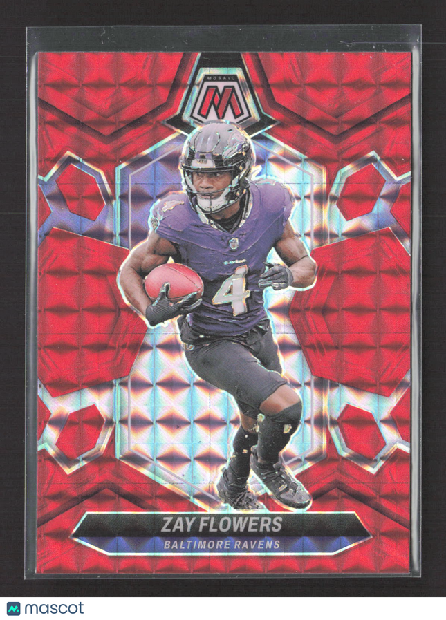 2024 Panini Mosaic Football Zay Flowers #17 Red Prizm