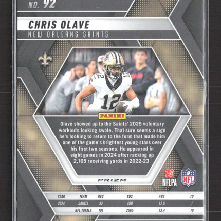 2025 Panini Mosaic Prizm Chris Olave #92 Purple