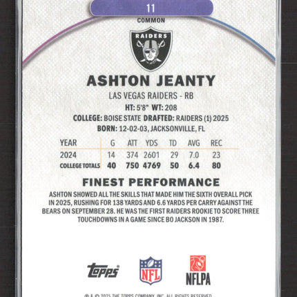 2025 Topps Finest Ashton Jeanty #11 RC