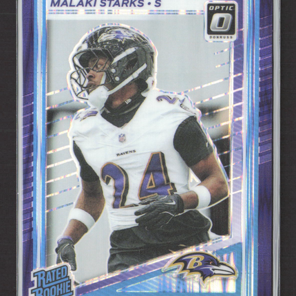 2025 Panini Donruss Optic Prizm Malaki Starks #256 Purple Shock