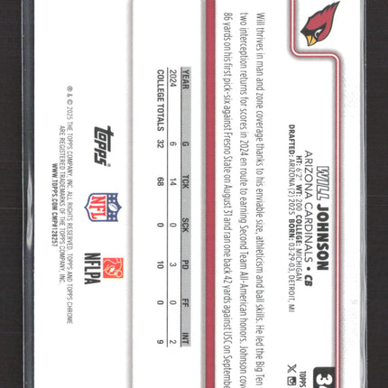 2025 Topps Chrome Will Johnson #349 RC