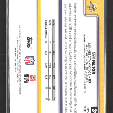 2025 Topps Chrome Tai Felton #395 RC