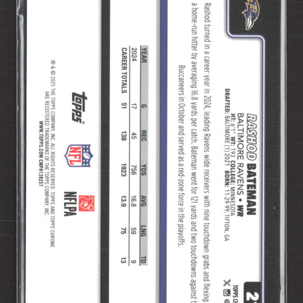 2025 Topps Chrome Rashod Bateman #21 Yellow RayWave Yellow 188/275