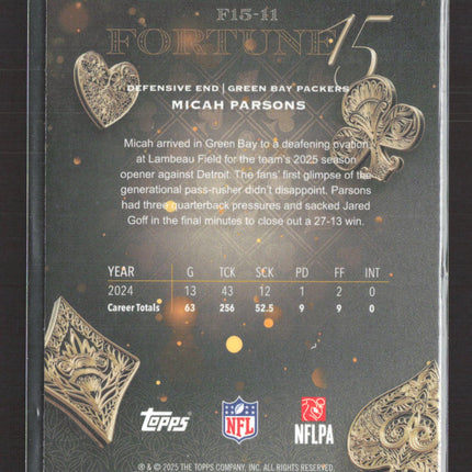2025 Topps Chrome Fortune 15 Micah Parsons #F15-11