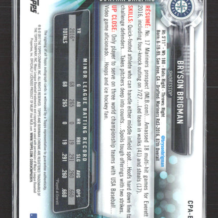 2017 Topps Bowman Chrome Bryson Brigman #CPA-BB Auto