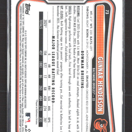 2025 Bowman Gunnar Henderson #73 Sky Blue 384/499