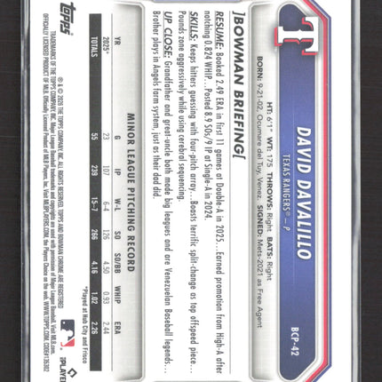 2025 Bowman Chrome David Davalillo #BCP-42 Reptilian