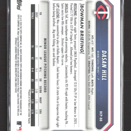2024 Bowman Chrome Dasan Hill #BCP-88 Reptilian