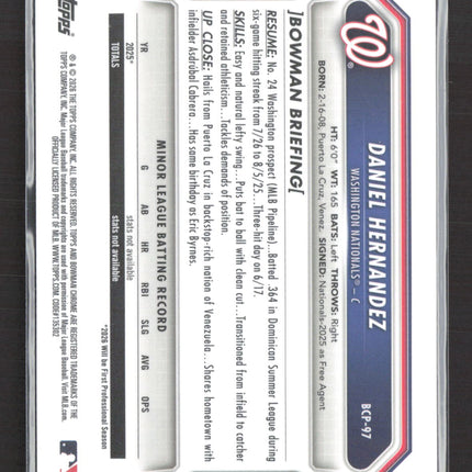 2024 Bowman Chrome Daniel Hernandez #BCP-97 Reptilian