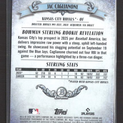 2026 Bowman Sterling Chrome Rookie Revelation Jac Caglianone #BST-14