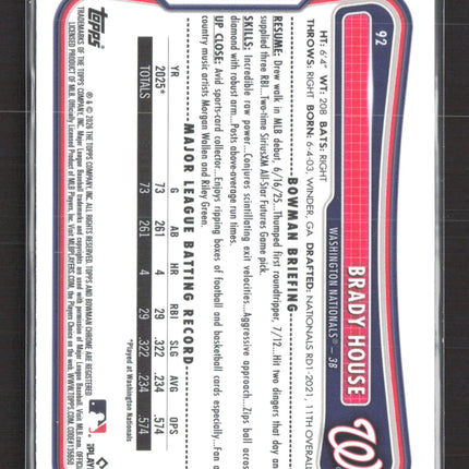 2026 Topps Bowman Chrome Brady House #92 RC Red Logo