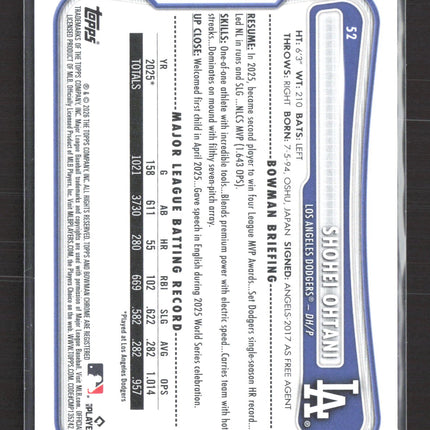 2026 Topps Bowman Shohei Ohtani #52