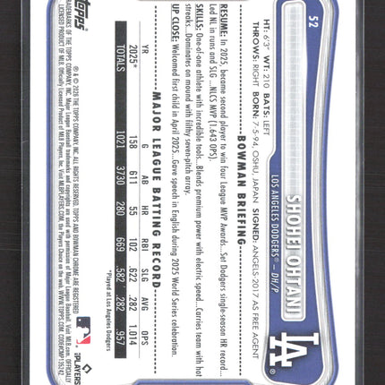 2026 Topps Bowman Shohei Ohtani #52