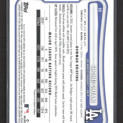 2026 Topps Bowman Shohei Ohtani #52