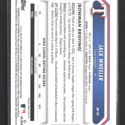 2026 Bowman Jack Wheeler #BP-74 Blue Pattern 005/150