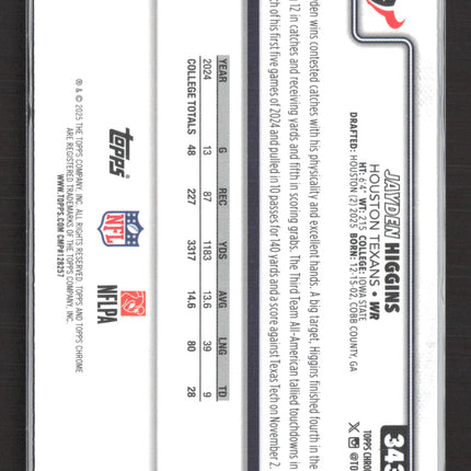 2025 Topps Chrome Jayden Higgins #343 RC