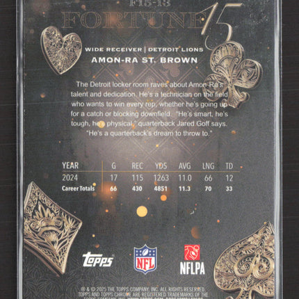 2025 Topps Chrome Fortune 15 Amon-Ra St. Brown #F15-13 Black