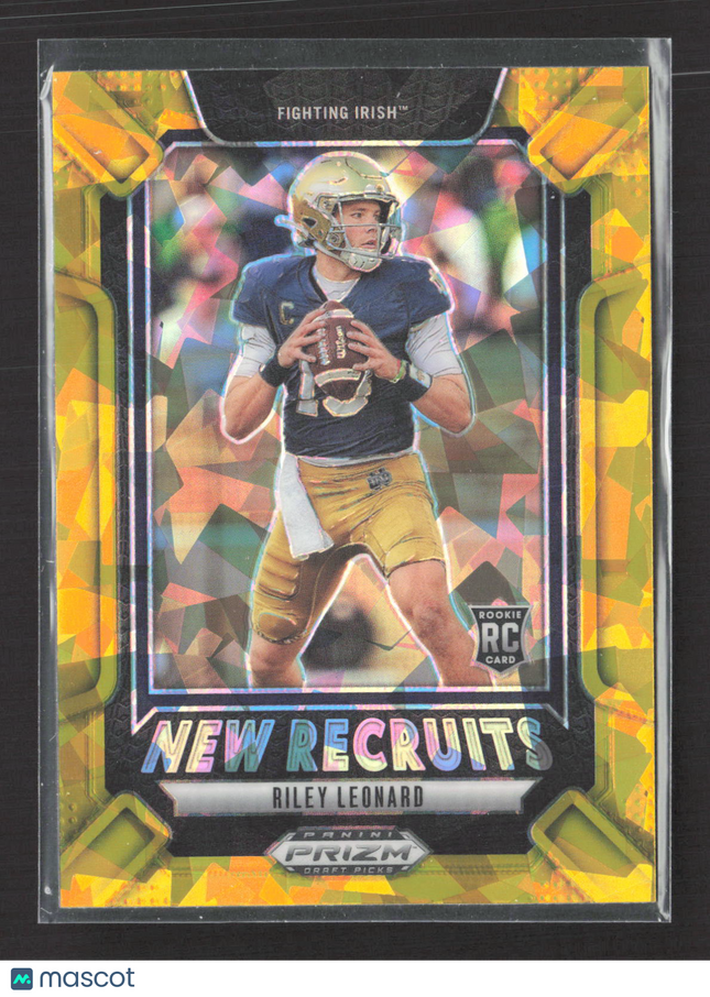 2025 Panini Prizm Draft Picks New Recruits Riley Leonard #17 Yellow Ice RC