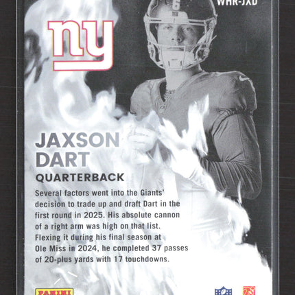 2025 Panini Donruss White Hot Rookies Jaxson Dart #WHR-JXD RC