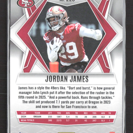 2025 Panini Phoenix Jordan James #220 Silver Prizm RC