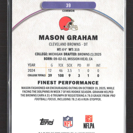 2025 Topps Finest Mason Graham #39 Refractor RC