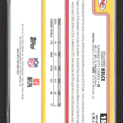 2025 Topps Chrome Travis Kelce #150 Yellow Xfractor