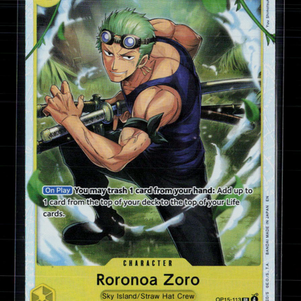 One Piece Roronoa Zoro (OP15-113) Adventure on Kami's Island SR • OP15-113 Foil