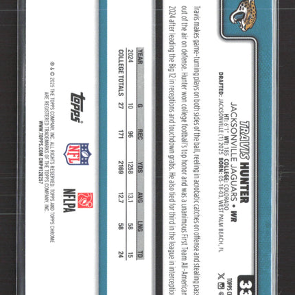 2025 Topps Chrome Travis Hunter #332 RayWave RC