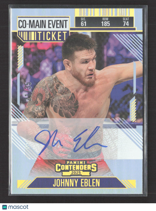 2025 Panini Contenders PFL Johnny Eblen #57 Co-Main Event Ticket Auto /35