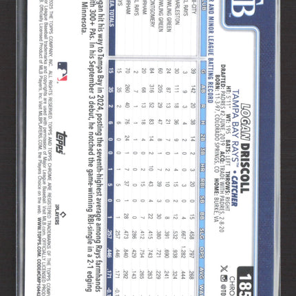 2025 Topps Chrome Logan Driscoll #185 Orange Wave Refractor RC /25