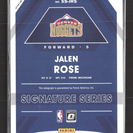2020 Panini Donruss Optic Signature Series Jalen Rose #SS-JRS Green Prizm Auto