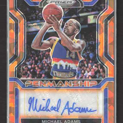 2021 Panini Prizm Penmanship Michael Adams #PM-MAD Orange Ice Auto