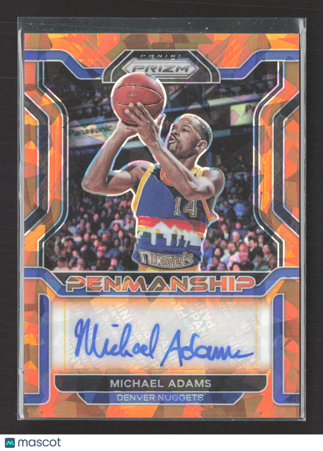 2021 Panini Prizm Penmanship Michael Adams #PM-MAD Orange Ice Auto