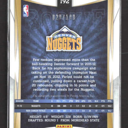 2013 Panini Select Prizm Kenneth Faried #192 Auto
