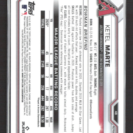 2021 Bowman Chrome Ketel Marte #48 Refractor 329/499
