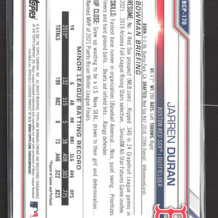 2021 Topps Bowman Chrome Jarren Duran #BCP-170 Shimmer