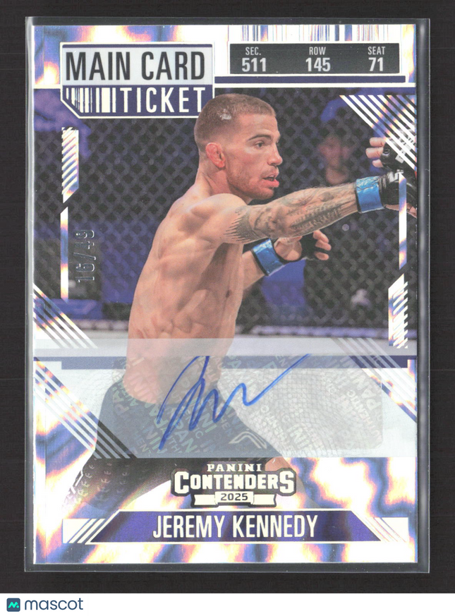 2025 Panini Contenders PFL Jeremy Kennedy #2 Main Card Ticket 16/49 Auto