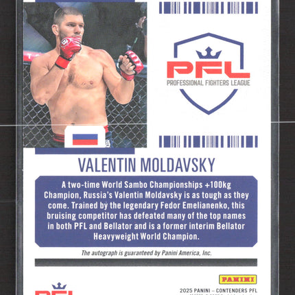 2025 Contenders PFL Season Ticket Valentin Moldavsky #21 Auto Cracked Ice /25