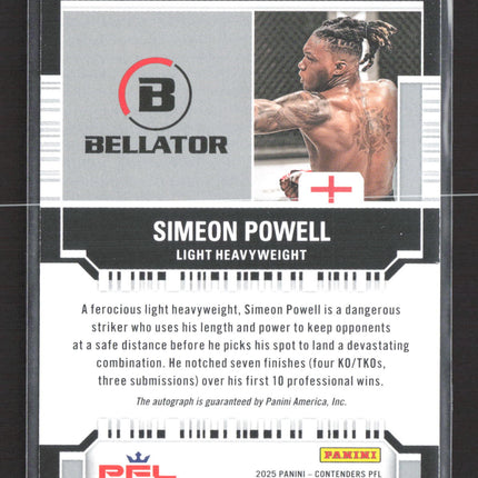 2025 Panini Contenders PFL Bellator Ink Simeon Powell #BT-SPW 18/25 Auto