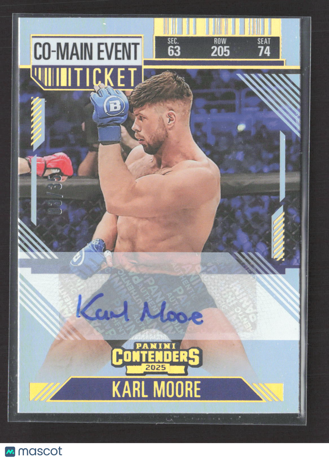 2025 Panini Contenders PFL Karl Moore #42 Co-Main Event Ticket 03/35. Auto