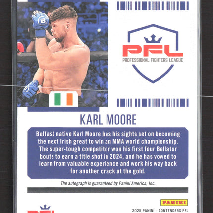 2025 Panini Contenders PFL Karl Moore #42 Co-Main Event Ticket 03/35. Auto