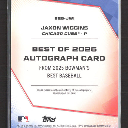 2025 Bowman's Best Baseball Jaxon Wiggins #B25-JWI 09/25 Auto