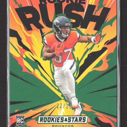 2025 Panini Rookies & Stars Rookie Rush RJ Harvey #15 Green RC 22/25