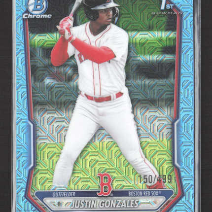 2026 Bowman Chrome Mega Box Justin Gonzales #BCP-141 Blue Mojo Refractor /499