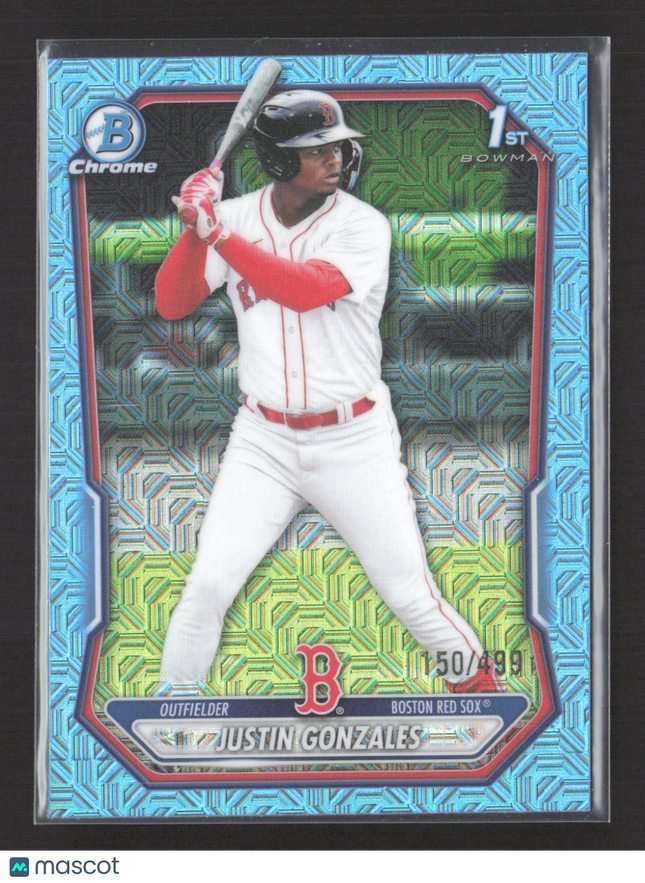 2026 Bowman Chrome Mega Box Justin Gonzales #BCP-141 Blue Mojo Refractor /499
