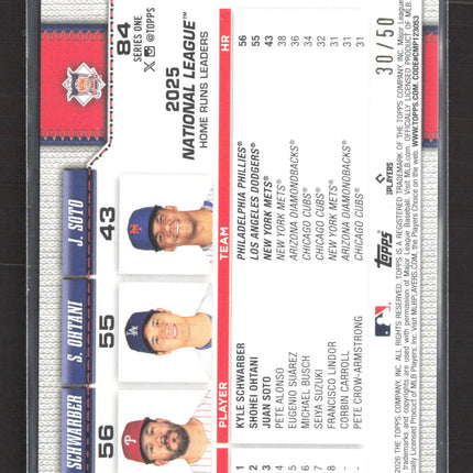 2026 Topps Series One Kyle Schwarber Shohei Ohtani Juan Soto #84 Gold Foil 30/50