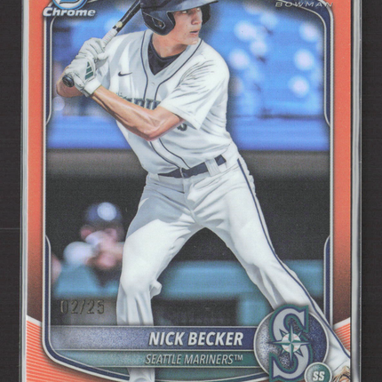 2025 Bowman Chrome Nick Becker #BDC-100 Orange Refractor 02/25