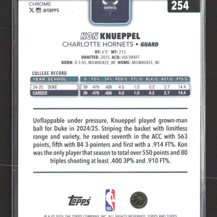2025 Topps Chrome Kon Knueppel #254 X-Fractor RC