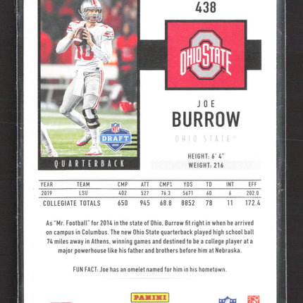 2020 Panini Score Football Joe Burrow #438 RC